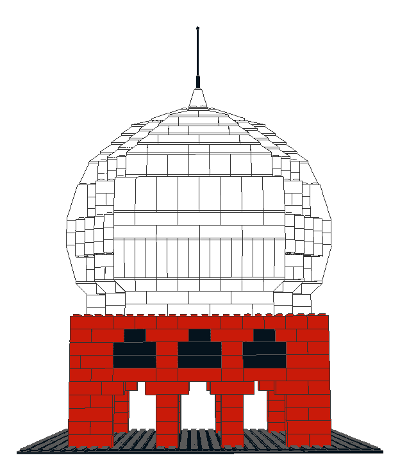 CAD
model of a Mughal-inspired palace built out of Lego, with a proper
Mughal onion dome